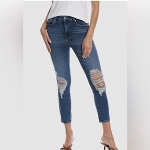 NWT Good American Good Waist Distressed Crop Jeans